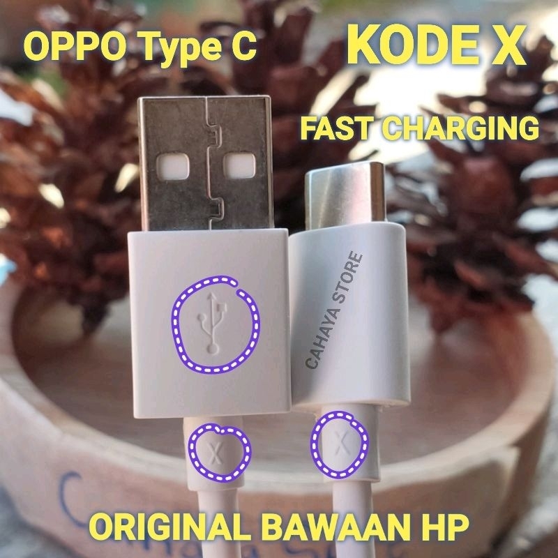 Kabel Data OPPO Tipe C Charger Kode X  2A 33Wat 10Wat 18Wat Copotan Bawaan Hp Original 100% A32 A33 