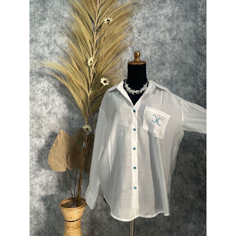 KEMEJA WANITA PUTIH CELI**E IMPORT BANGKOK PREMIUM