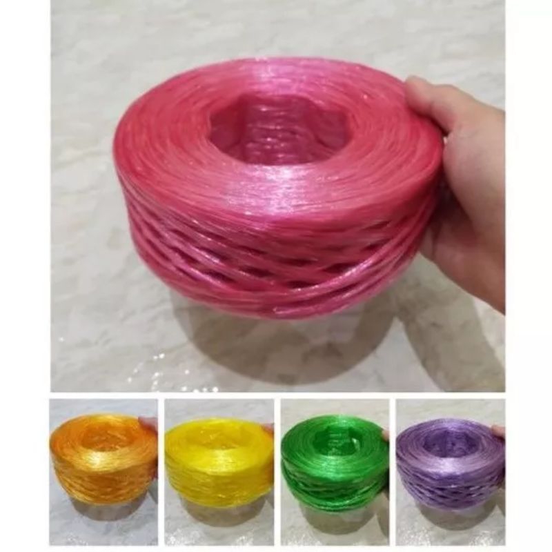 Tali Plastik Rafia Kilap Eceran 10 meter Warna Merah Muda, Orange, Kuning,