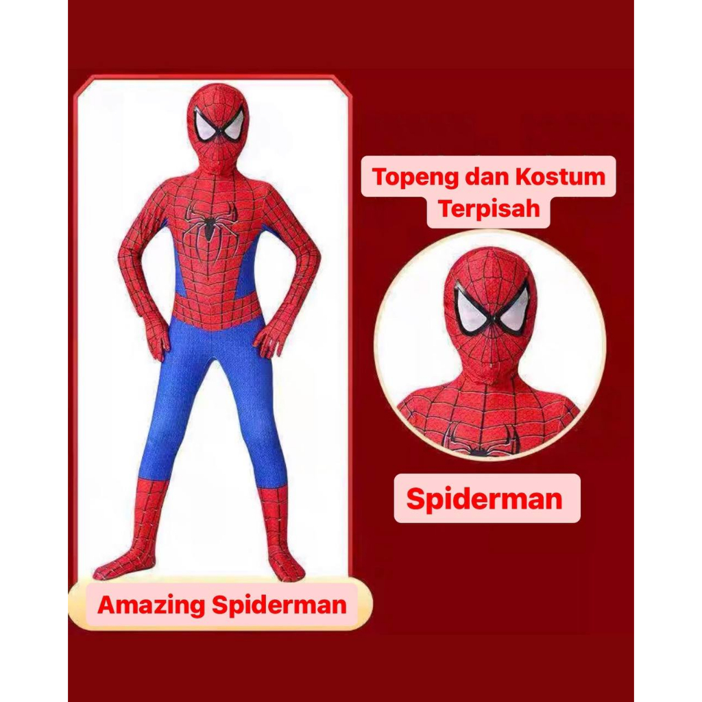 READY Kostum Spiderman Cosplay Halloween Onesie Baju Superhero Anak Dewasa Laki Laki Spiderman Iron