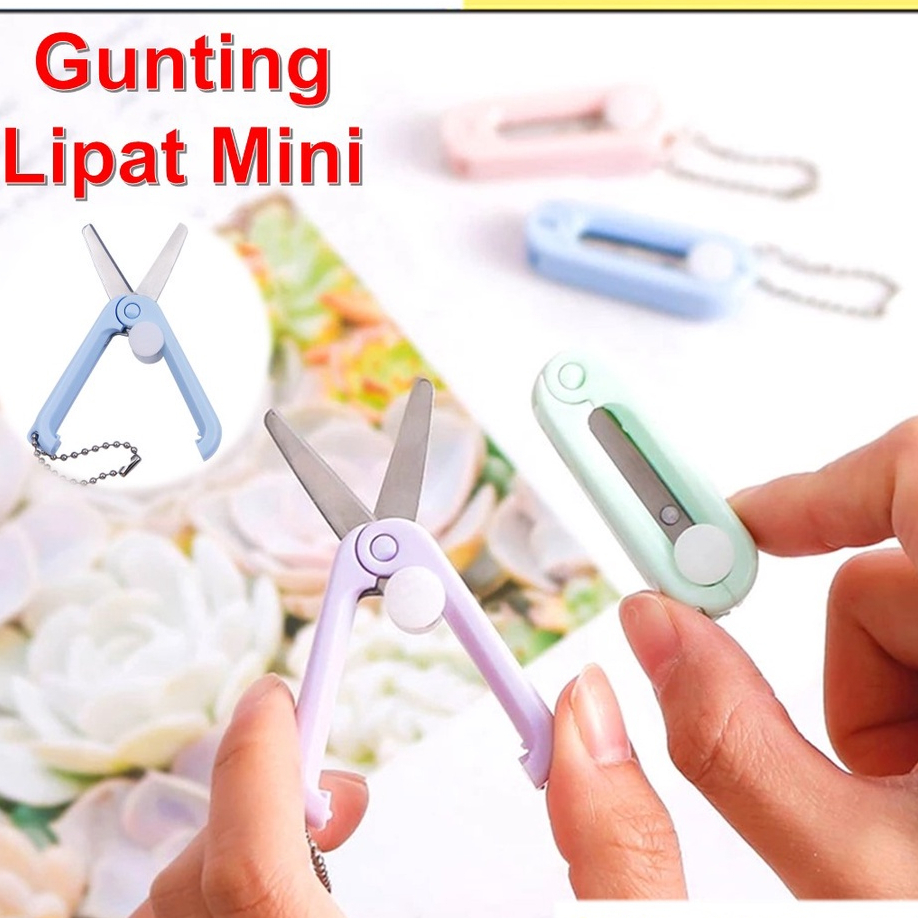 

Gunting Lipat mini Portable tarik Stainless Steel Retractable Mini Folding Scissors Pemotong Kertas Paper Cutter lucu