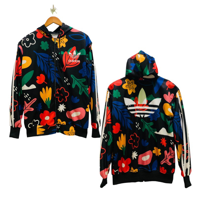 JAKET ADIDAS TRACKTOP MIRROR HOODIE FULLPRINT JAKET RUNNING JAKET OLAHRAGA JAKET MOTIF BUNGA