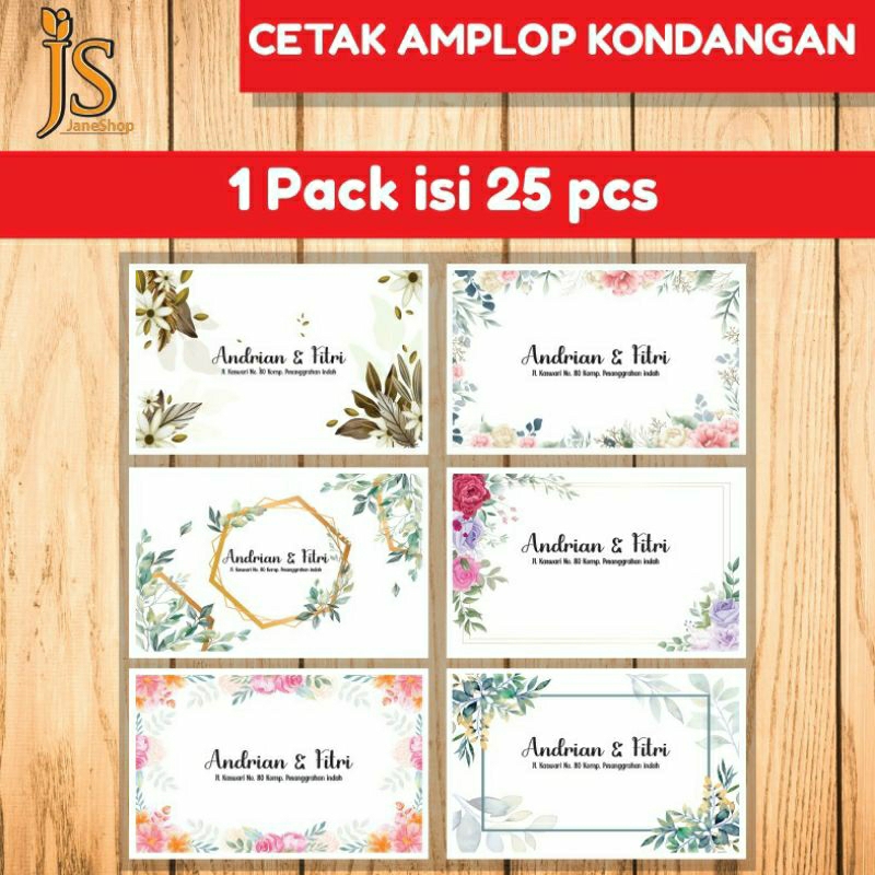 

Isi 25pcs amplop Kondangan / Pernikahan Custom Nama dan Alamat