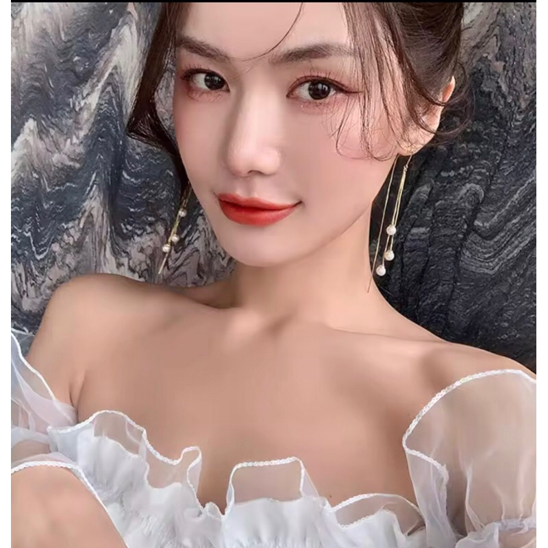 Anting Panjang Emas Korea Design Titanium Anti Luntur