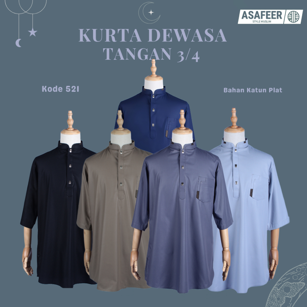 521 Baju Koko Kurta Pria / Baju Koko Lengan 3/4 / Koko Kurta Benzema / Baju Koko Dewasa / Kurta Dewa