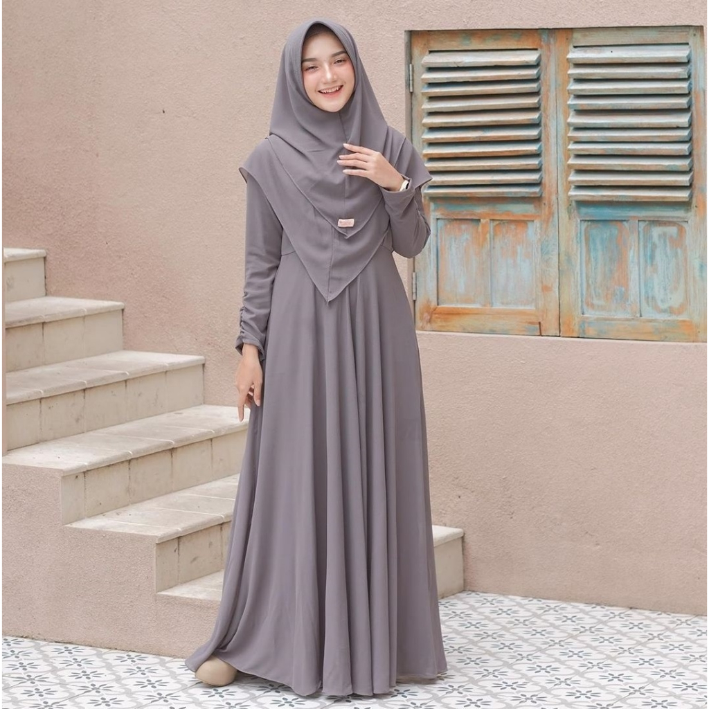 MAYRA SYARI SET HIJAB Baju Gamis Syari Wanita Dewasa Jumbo M L XL XXL 3XL 4XL LD 125 Terbaru Mewah G