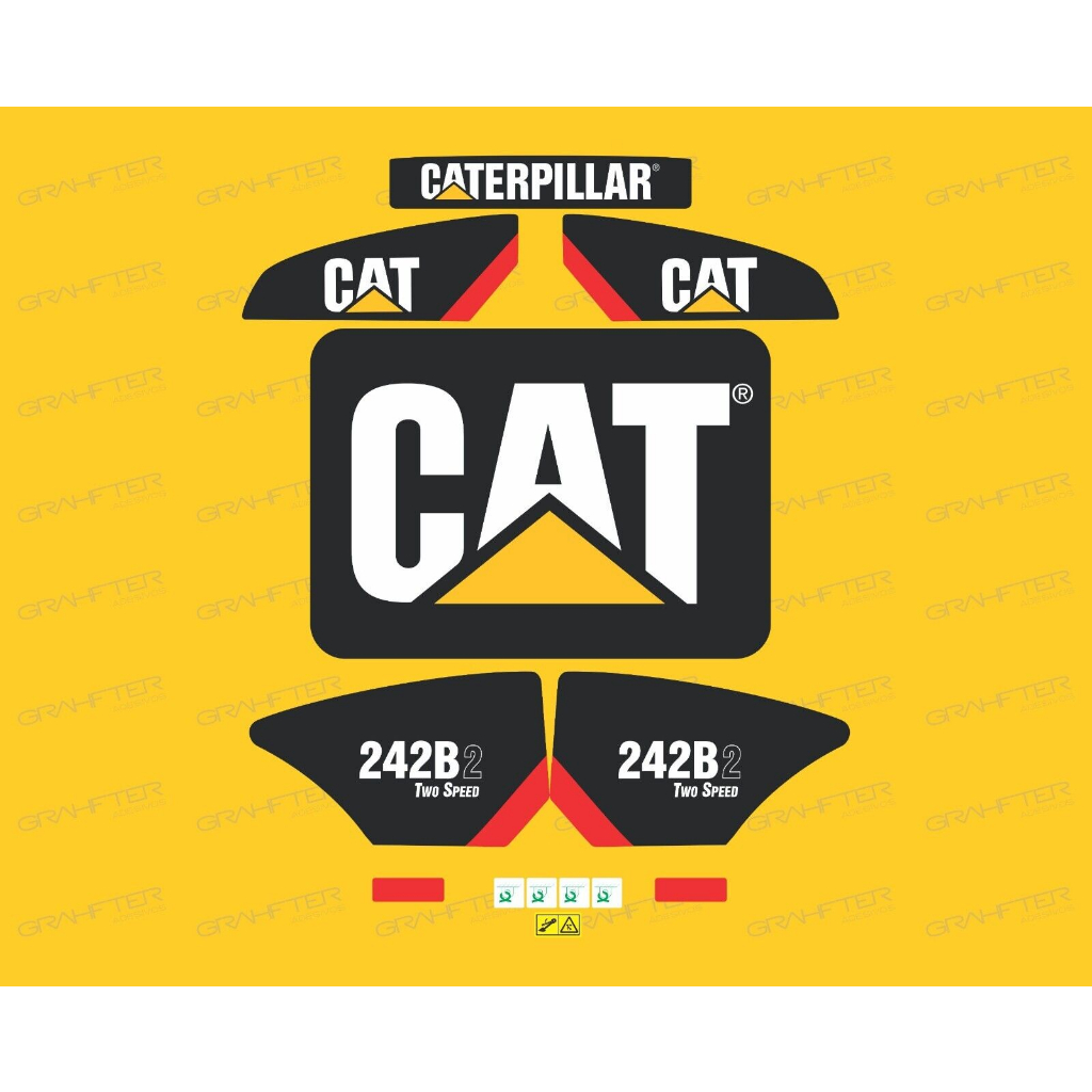 Caterpillar 242B2 TWO SPEED Skid Steer Loader Decals ( Compatible Complete Set )