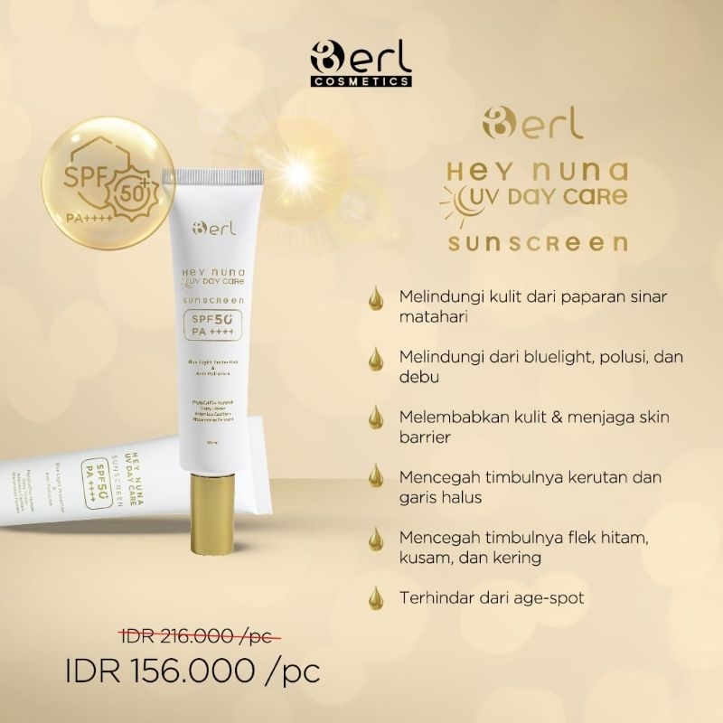 ((COD)) B ERL HEY NUNA SUNSCREEN WAJAH HALAL SPF 50++