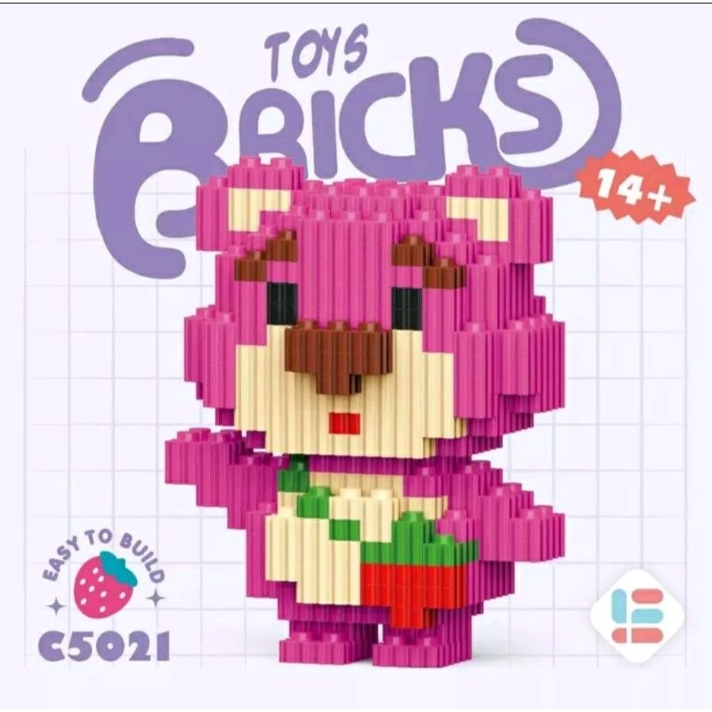 Nano Block Mainan Balok Building Block Nano Blok Nano Bricks Balok Susun Mainan Edukasi 3D DIY Disney Series Lotso Beruang Strawberry