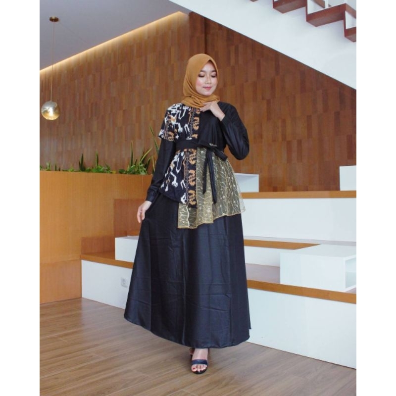 GAMIS TILE MUTIARA HITAM KATUN TOYOBO