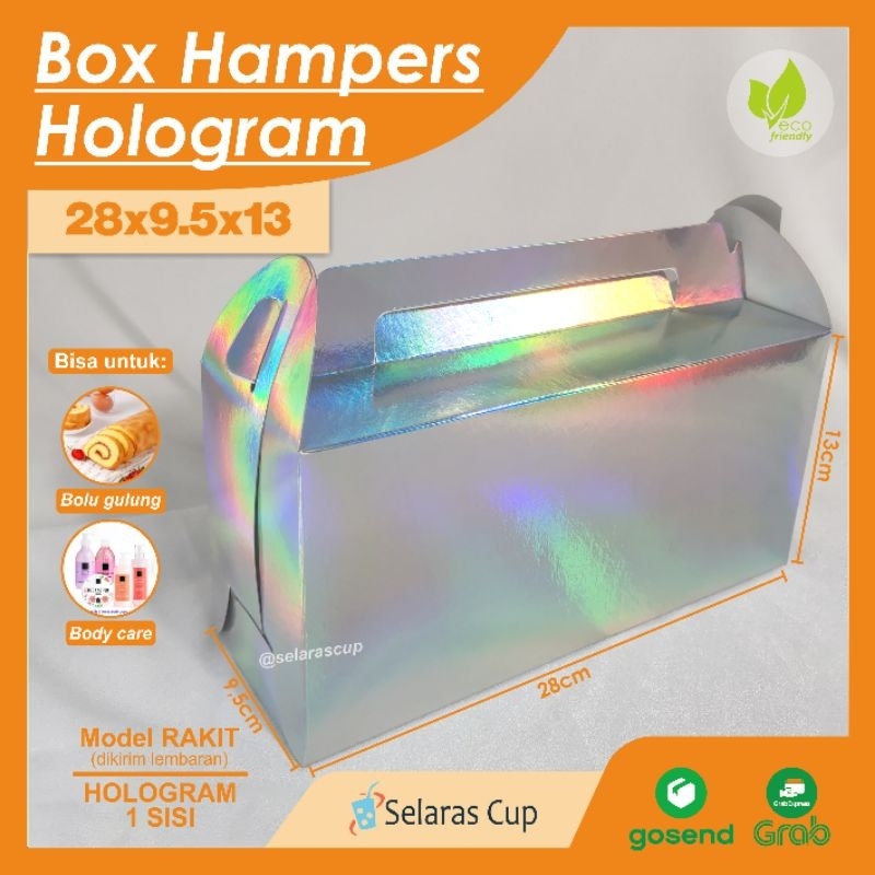 

ISI 10 dus hampers hologram serbaguna murah 28x9,5x13 kotak kado jinjing rainbow gift