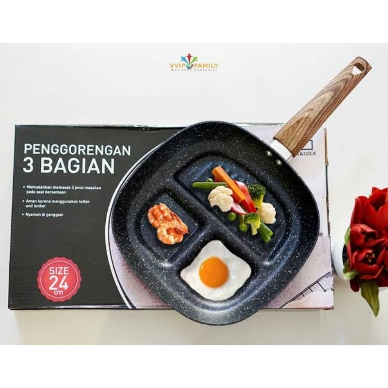 PENGGORENGAN SEKAT 3 /PEBGGORENGAN 3 BAGIAN/TEFLON SEKAT