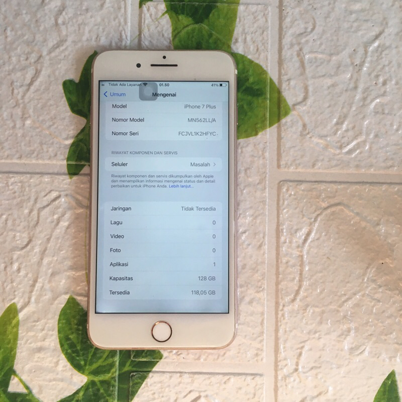 iphone 7 plus 128gb rosegold minus bepas wifi only