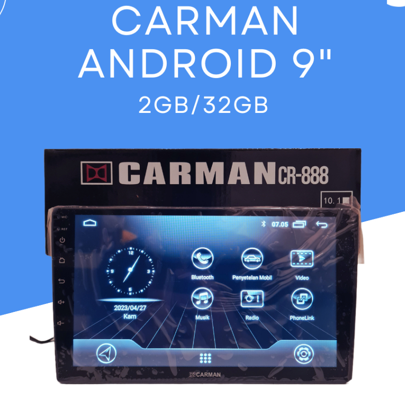 Head Unit Double Din Android 9 Inch Carman Tv Mobil Android Wifi 2/32