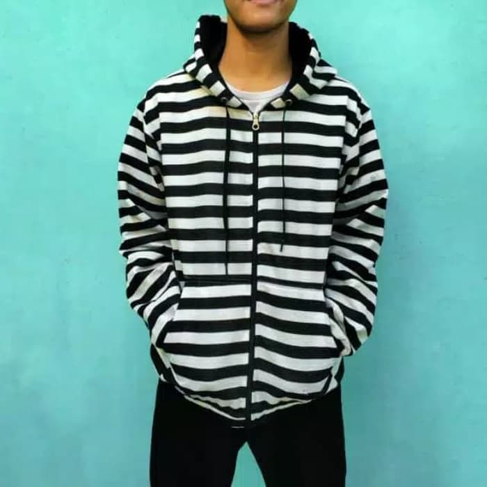 Jaket Salur Pria Dewasa Hit Trendy Kekinian Motif Belang Belang M,L,XL