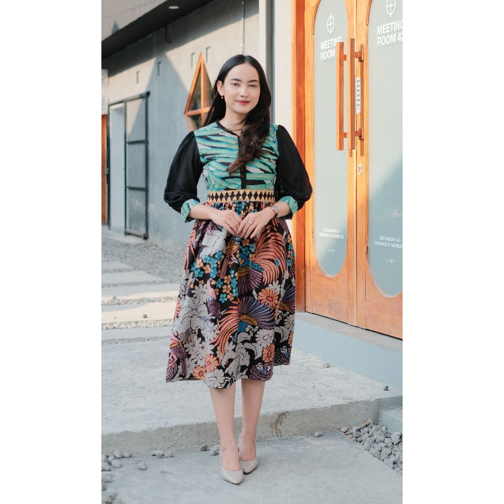 Motif Kamella | Dress Batik Nisa Fashion Lapis Full Tricot Premium Batik Asli Solo | Tunik Batik | D
