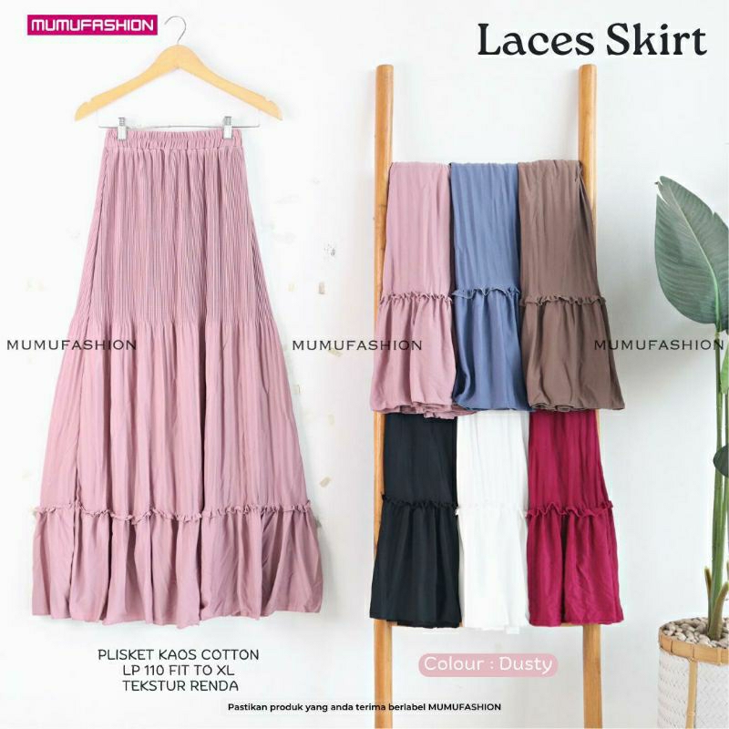 MUMU - Laces Skirt Rok Plisket Premium Kekinian Jumbo By Mumu Fashion Grosir Solo