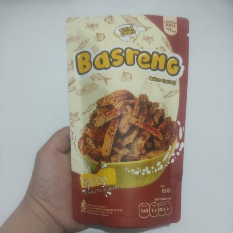 

GELI CHIPS BASRENG SPICY (BAKSO GORENG PEDAS DAUN JERUK) 65GR