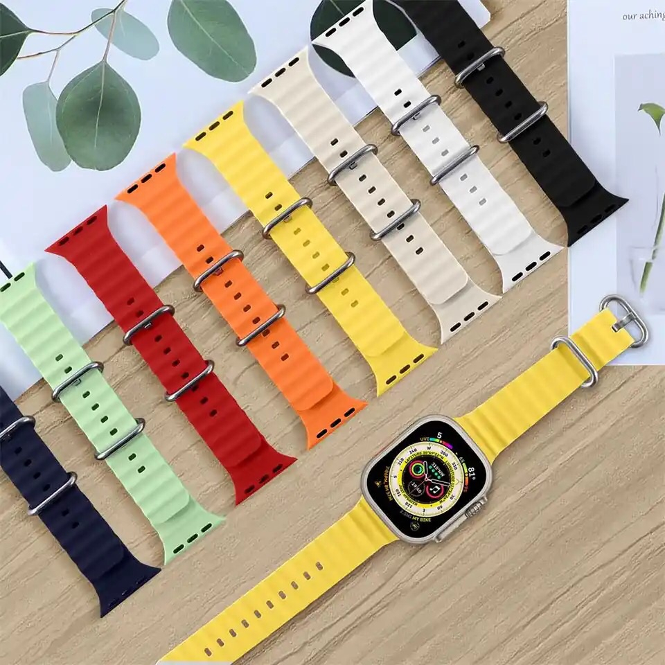 Tali Soft Silicone band For Apple Watch Series 8 iWatch Series 8 Ultra smartwatch Silicone ocean Str