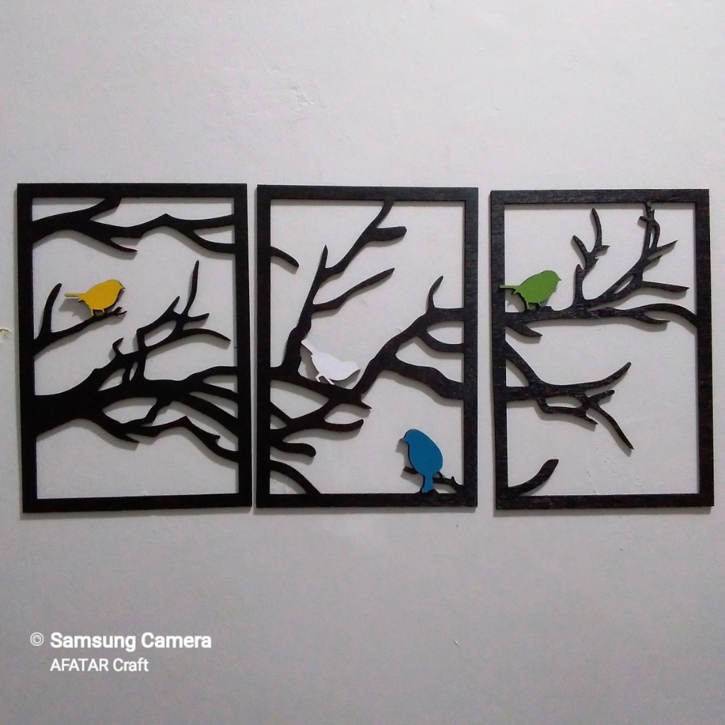 Hiasan Dinding 3D Burung Ranting | Hiasan Dinding Kayu