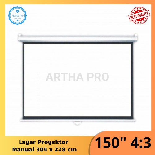 Layar proyektor gantung wall 150" ratio 4:3 screen manual