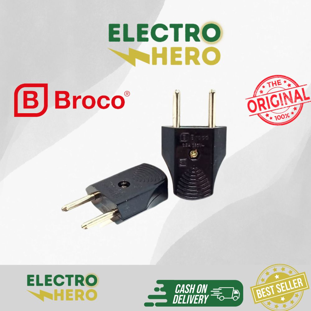Steker Gepeng Broco Hitam 344LN / Steker Listrik Broco Biasa