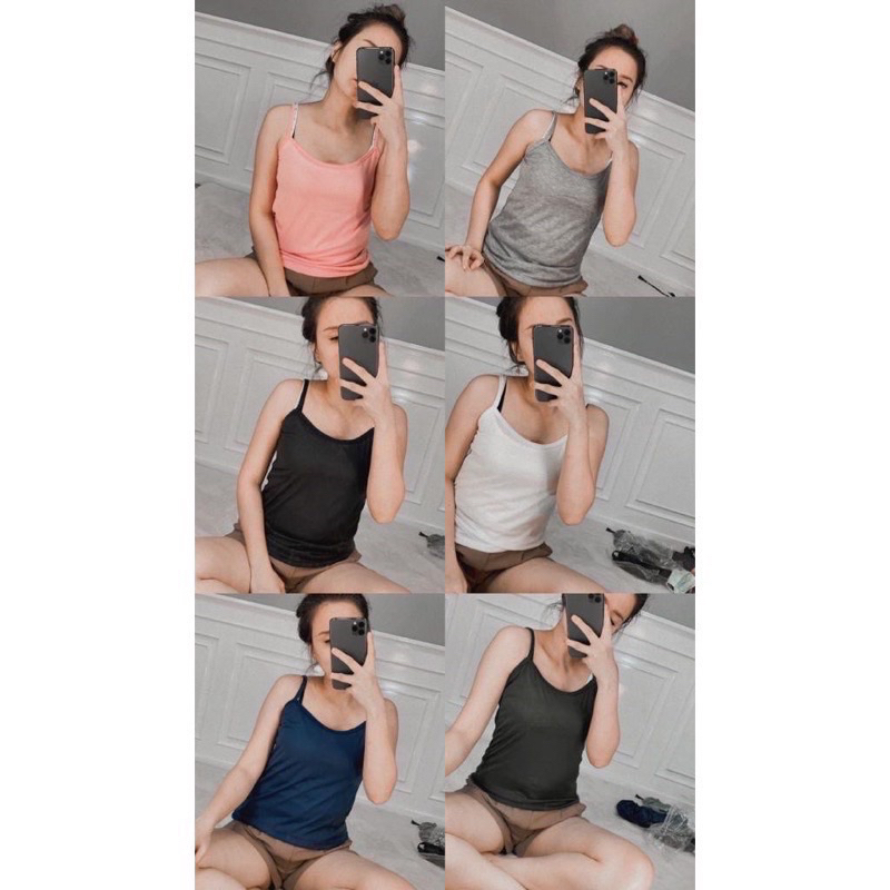 6pcs /Tank top Tali Besar Wanita Dewasa Dan Tank top Tali Kecil / Manset Wanita / Singlet perempuan Remaja Murah Terbaru / Teng Top Tali/ Teng top Tali Besar-1