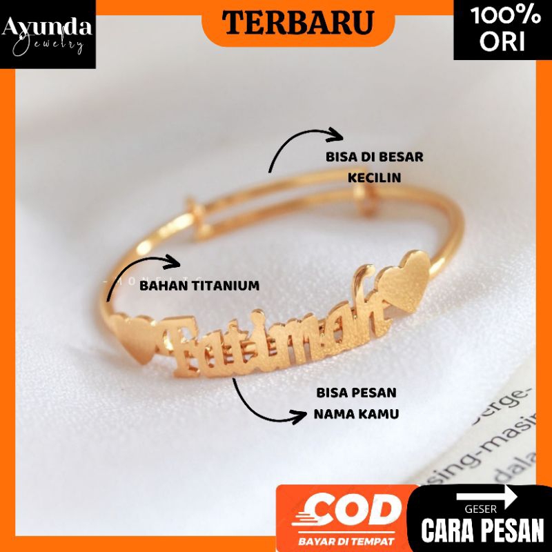 (Bayi-Dewasa) Gelang Nama Titanium Gelang Custom Gelang wanita