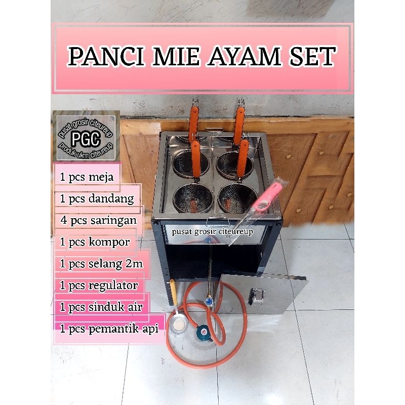 Dandang Mie Ayam 4 Lubang Lengkap/ Panci Mie Ayam/ Tong Mie Ayam Mie Kocok