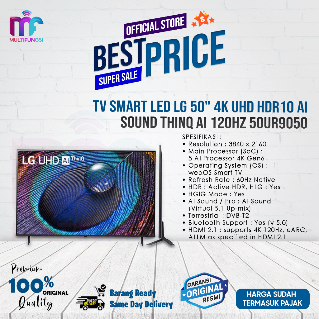TV Smart LED LG 50" 50UR9050 60Hz 4K UHD HDR10 AI Sound THINQ AI