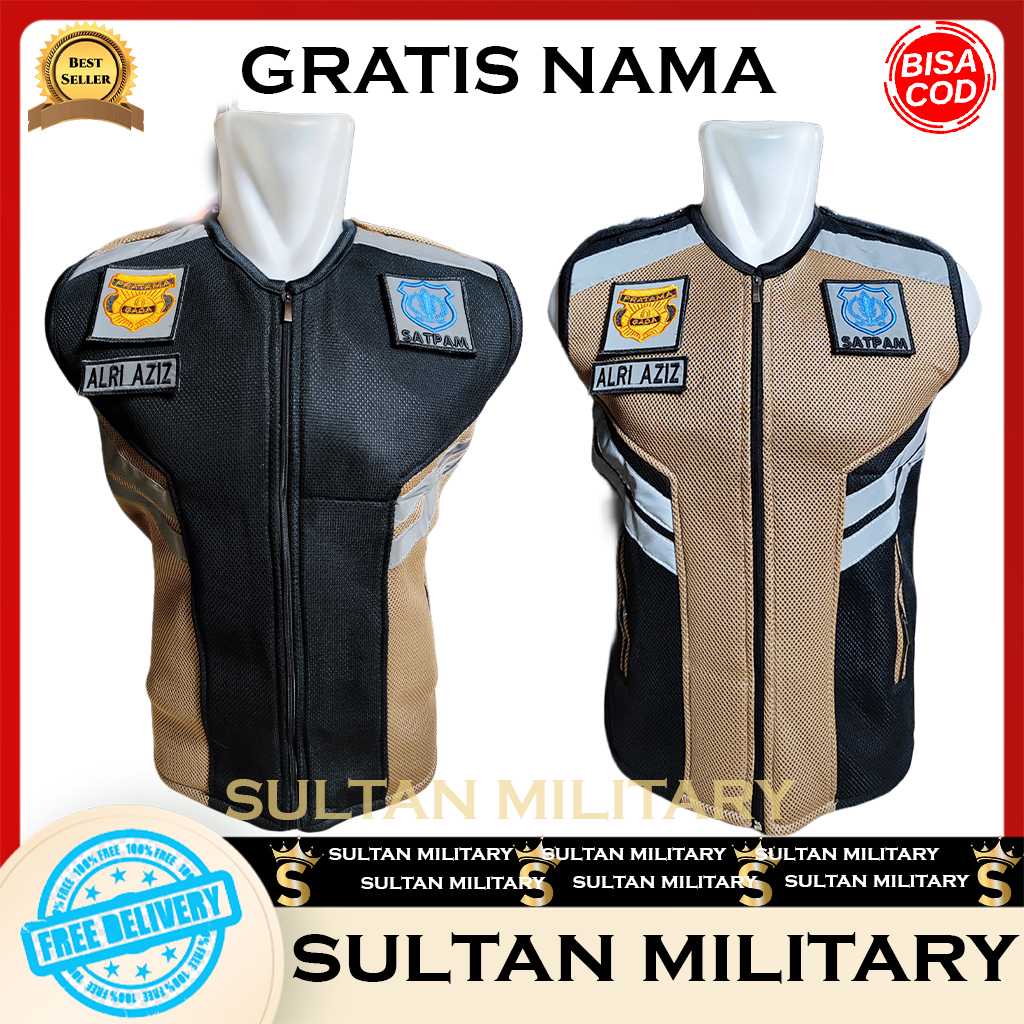 Rompi Satpam Bahan Double Mesh Variasi Iga Coklat/Hitam Terbaru | Rompi Satpam Terbaru | rompi satpa