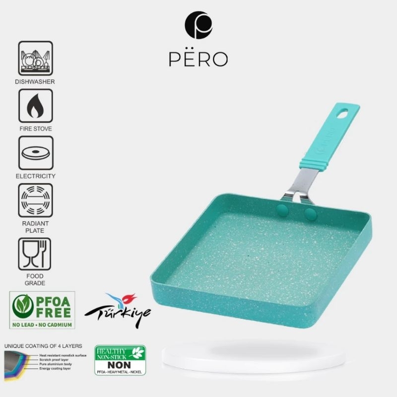 Pero Tamagoyaki Square Pan 15cm Nonstick / Wajan Telur Omelet Warna Mint dan pink