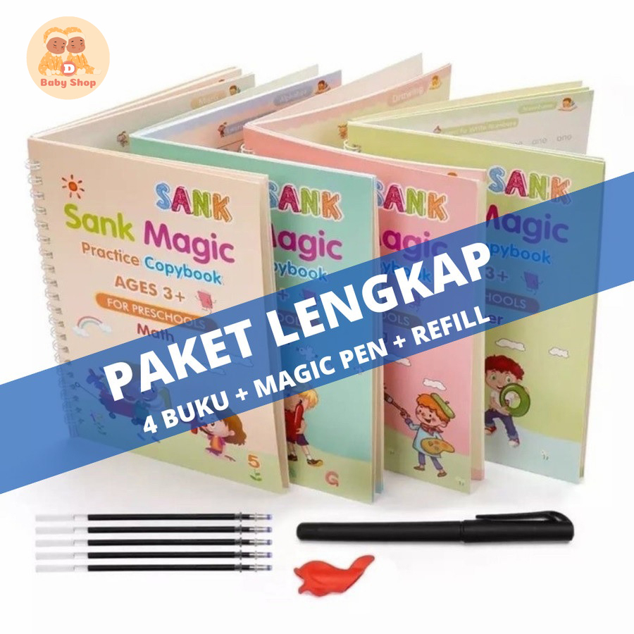 

Daebak Buku Belajar Tulis Sank Magic Practice Book 1 Set isi 4 Buku + Pulpen dan Refill