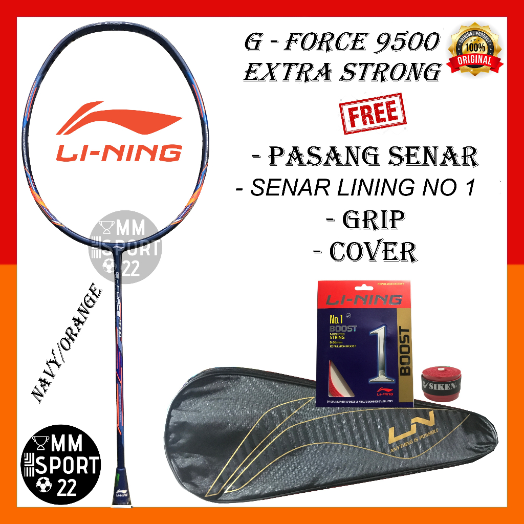 LINING G FORCE 9500 EXTRA STRONG RAKET LINING RAKET BADMINTON ORIGINAL
