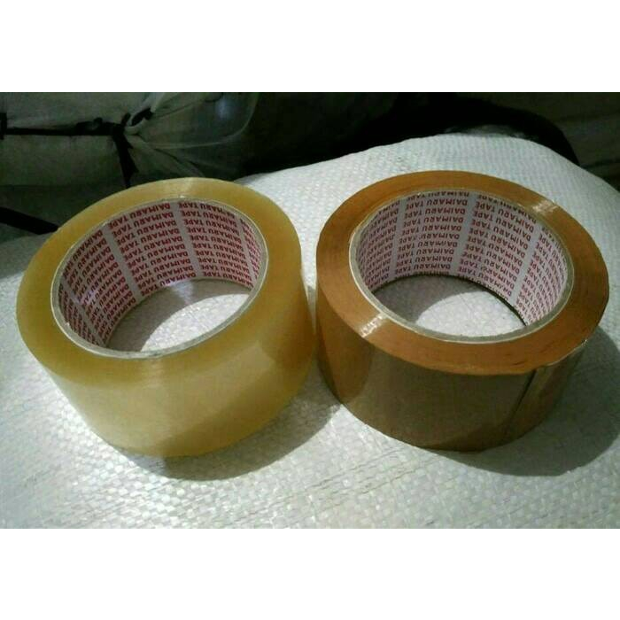 

LAKBAN DAIMARUTAPE, REKAT KUAT TARIKANNYA TIDAK PUTUS, KUALITAS PREMIUM 90 Y,coklat/ bening
