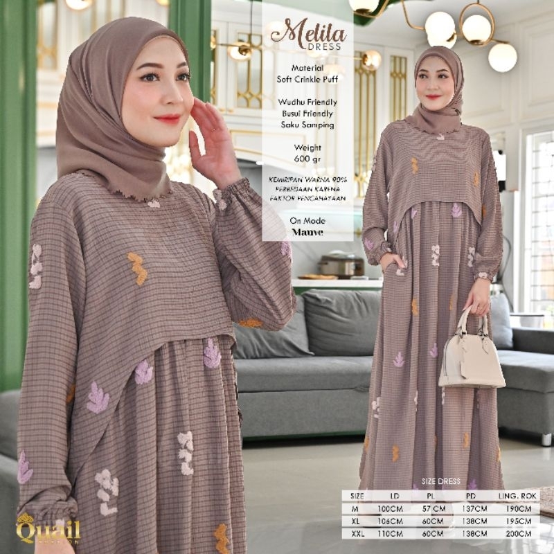 Dress Muslim Wanita Premium Crinkle MELILA Original Quail Hijab