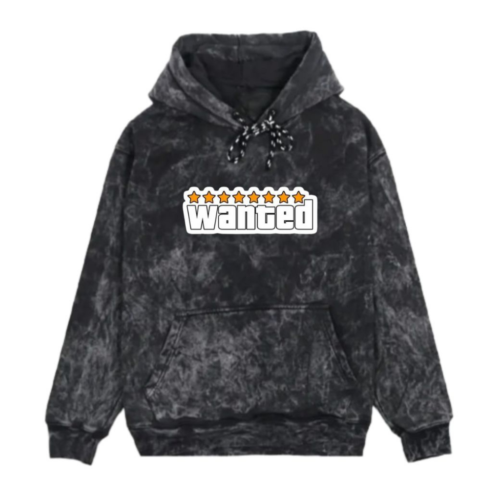 Wanted Washing Black Hoodie Pullover Original