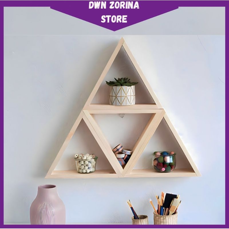 Hiasan Dinding Aesthetic Bahan Jati Belanda Model Segitiga