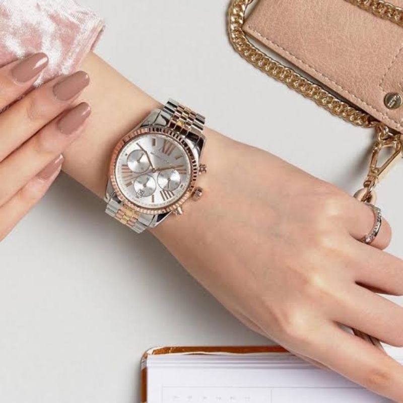 PROMO JAM TANGAN ARLOJI WANITA CEWEK CEWE MK RANTAI KOMBINASI MODEL OLEX MK5735 MK 5735