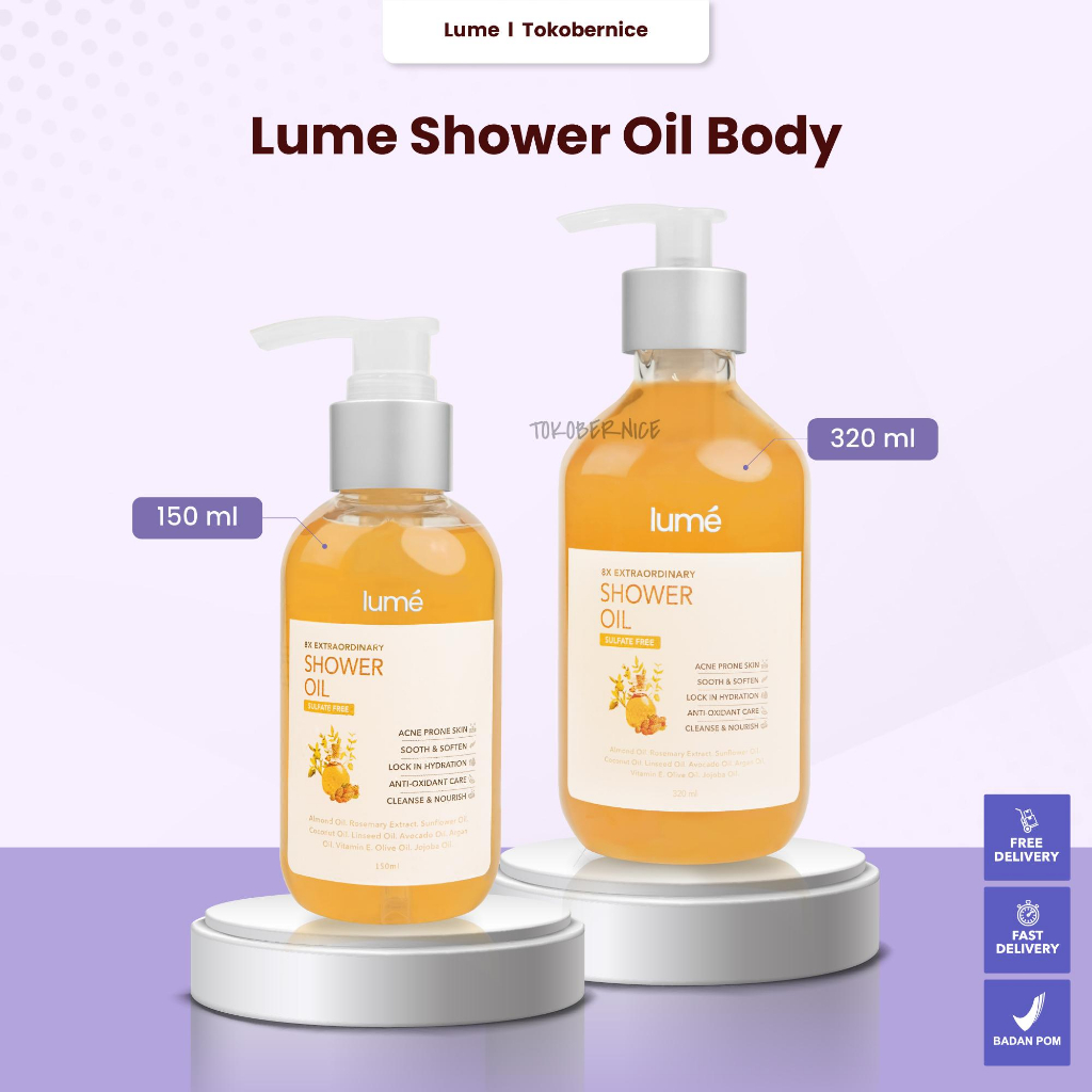 Lume Shower Oil Body Wash Sabun Mandi Non Sulfate SLS Atasi Jerawat Punggung