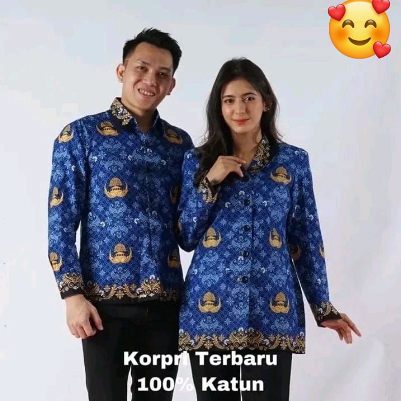 Seragam Baju KORPRI Full Furing Terbaru 2022 Kerah Hitam Batik KORPRI Baju Dinas PNS Pria Wanita Uku