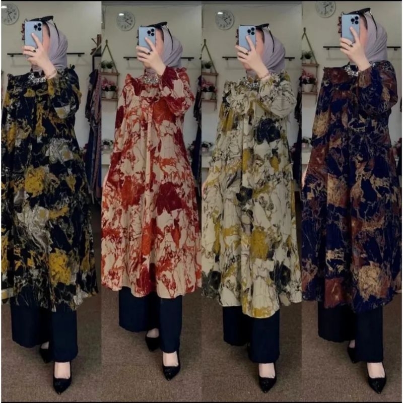 One Set Setelan Kulot Terina Tuwil Tebel Adem Jatuh Celana Kulot Polos Fashion Wanita Outfit Muslima