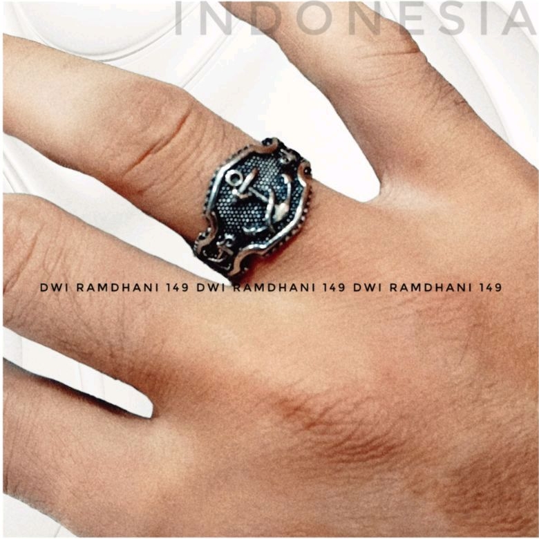 Cincin Titanium Jangkar Skull Ring Fashion Pria