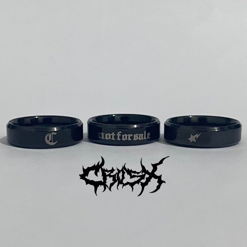 STAR RING  / BLACK RING / SILVER RING / CINCIN BINTANG HURUF CINCIN HITAM SILVER POLOS / COUPLE RING