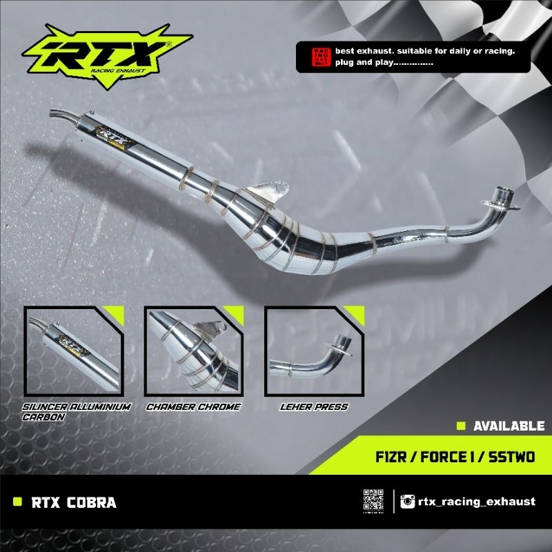 Knalpot racing fizr kolong cobra  f1zr force1 fullkrum by RTX RACING EXHAUST