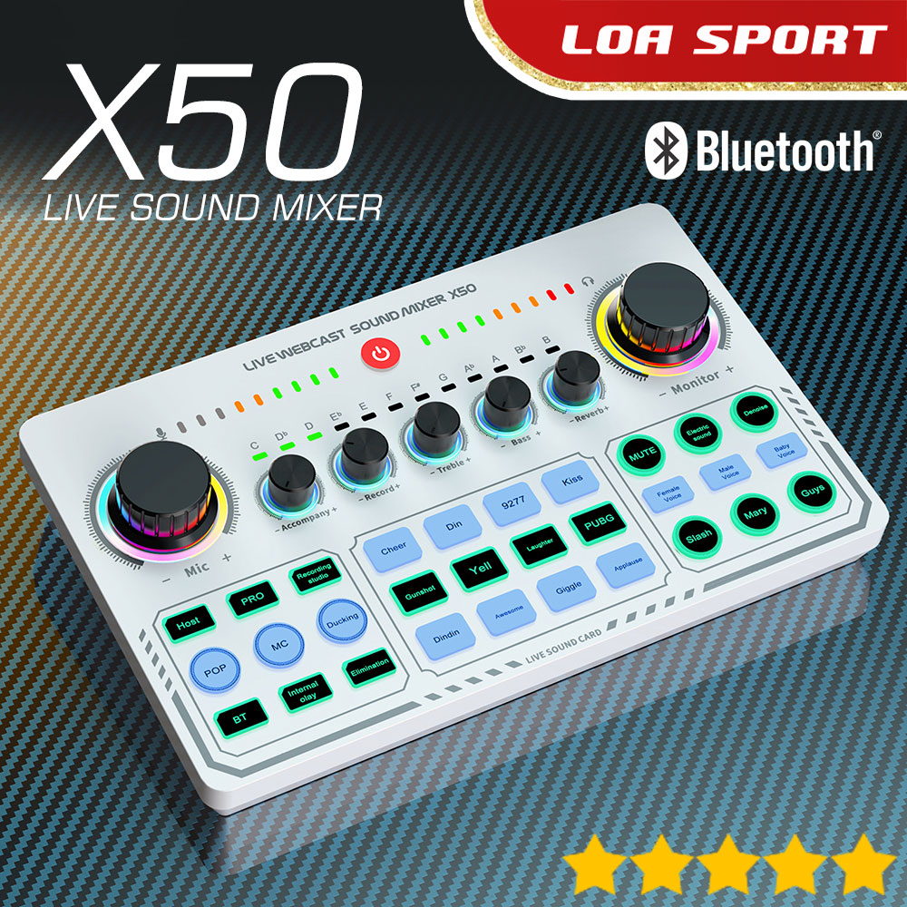 Sound Card Karaoke Efek Vocal Live 2 Mic Bluetooth Portable 15 Effect