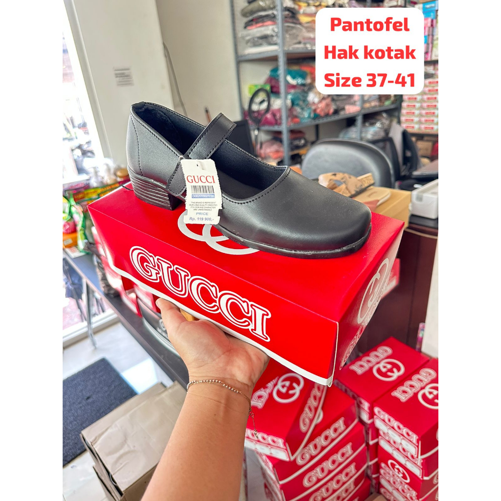 11.11 SALE : PANTOFEL TALI GC SEPATU PANTOFEL HAK KOTAK WANITA SEPATU HEELS WANITA