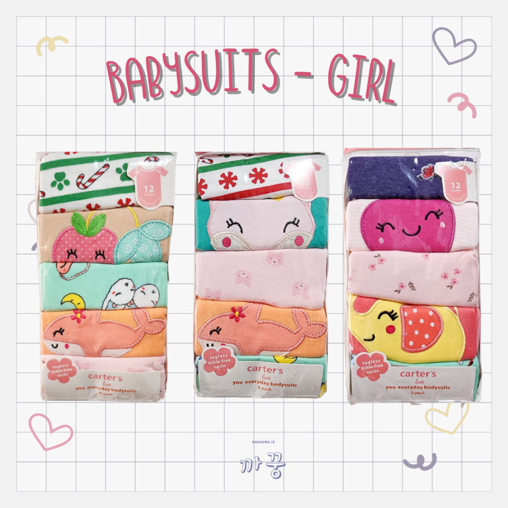 [Kakoong.id] LoveCarter's Baby Jumper / Jumper Bayi Import Isi 5 Pcs Set Boy Girl Lengan Pendek