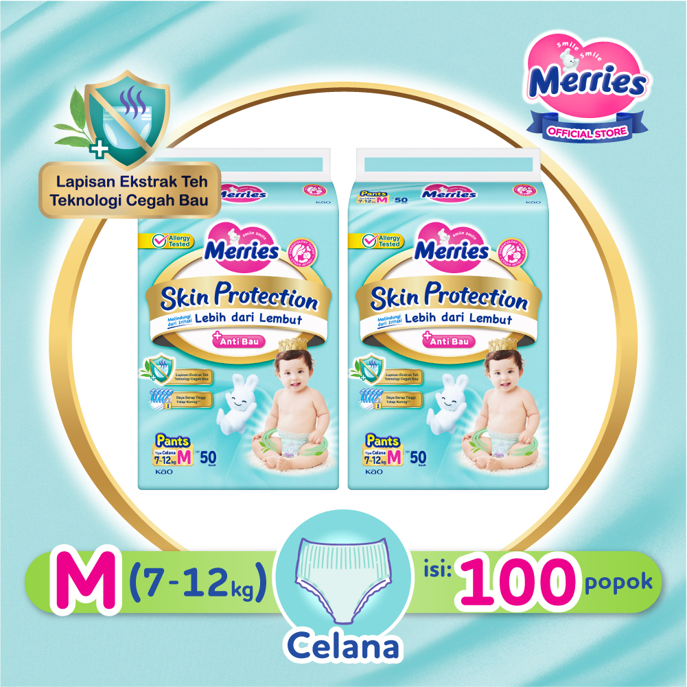 Merries Skin Protection Popok bayi Celana M 50 Twinpack - Perlengkapan Bayi / Diapers Pants