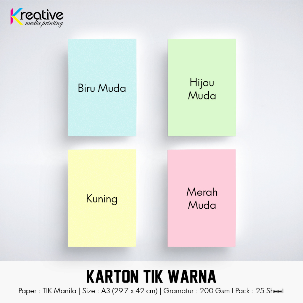 

Karton TIK Manila Warna (A3 / 200 gsm / 1 pack = 25 lbr)